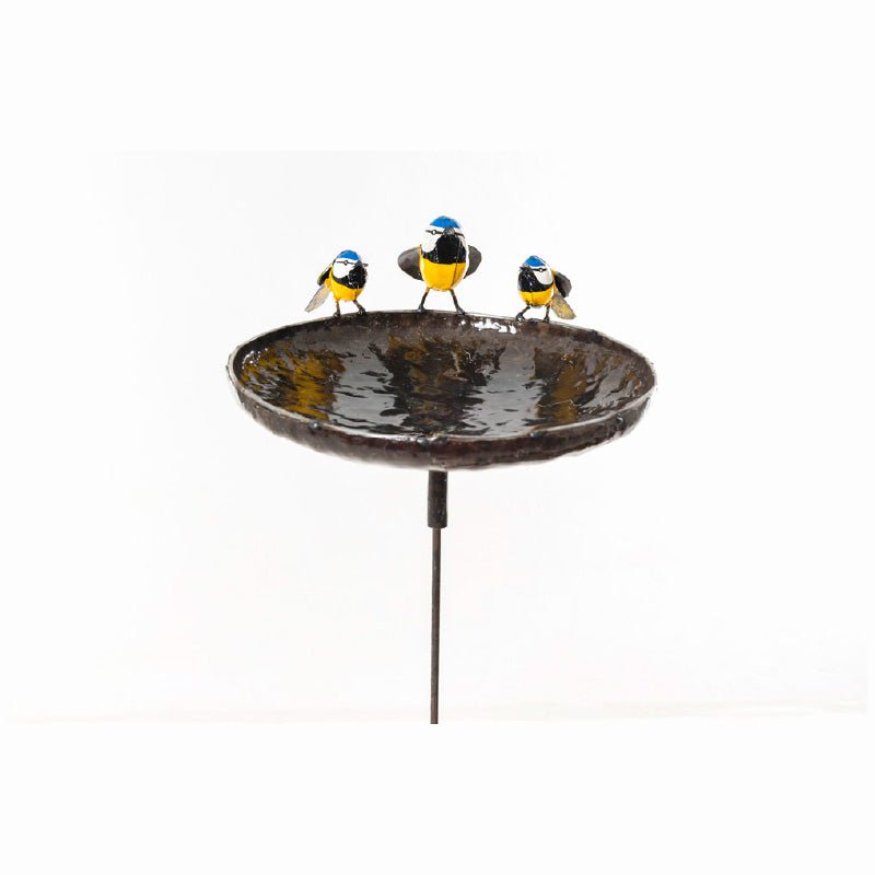 METAL LARGE BLUE TIT BOWL BIRDFEEDER ON STICKÂ