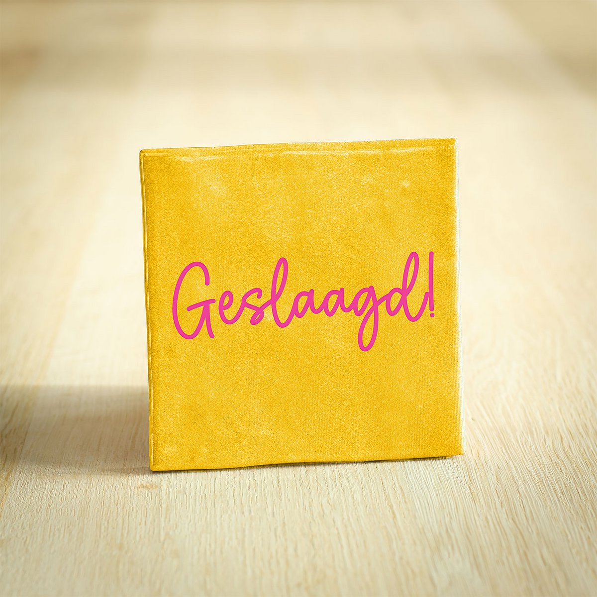 Tegeltje - Geslaagd! | Geel & Roze | 10x10cm