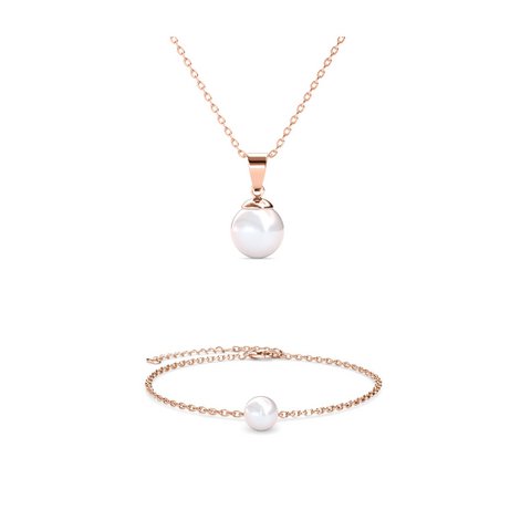 Vollmond-Kristallperlen-Set – Roségold und Kristall