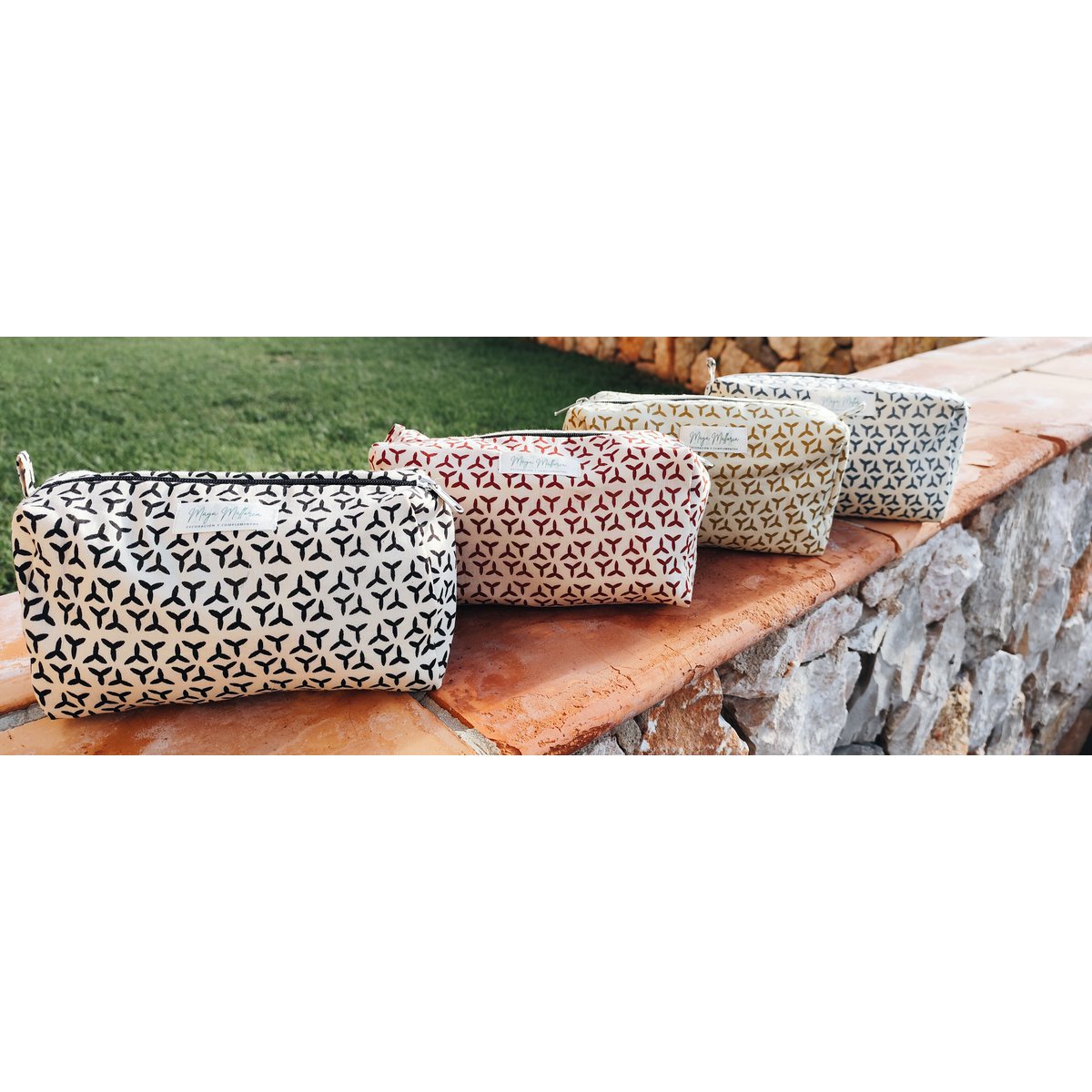 PACK DE 3 UNITÉS - POCHETTE EN COTON IMPRIMÉ BLOCK COLLECTION DEIA