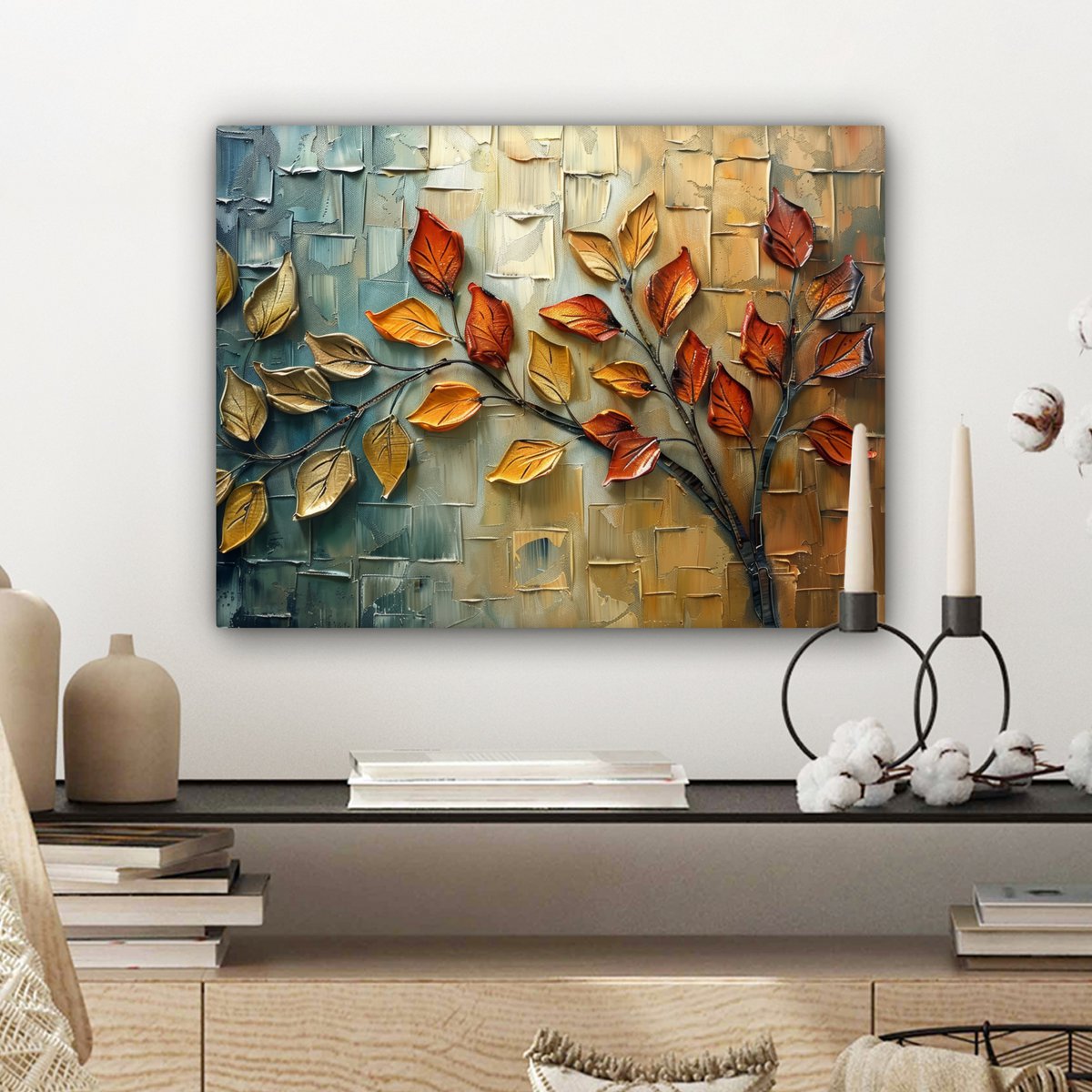 Canvas schilderij  - Wanddecoratie Boom - Abstract - Natuur - Kunst - Muurdecoratie woonkamer - Kamer decoratie modern - Abstracte schilderijen