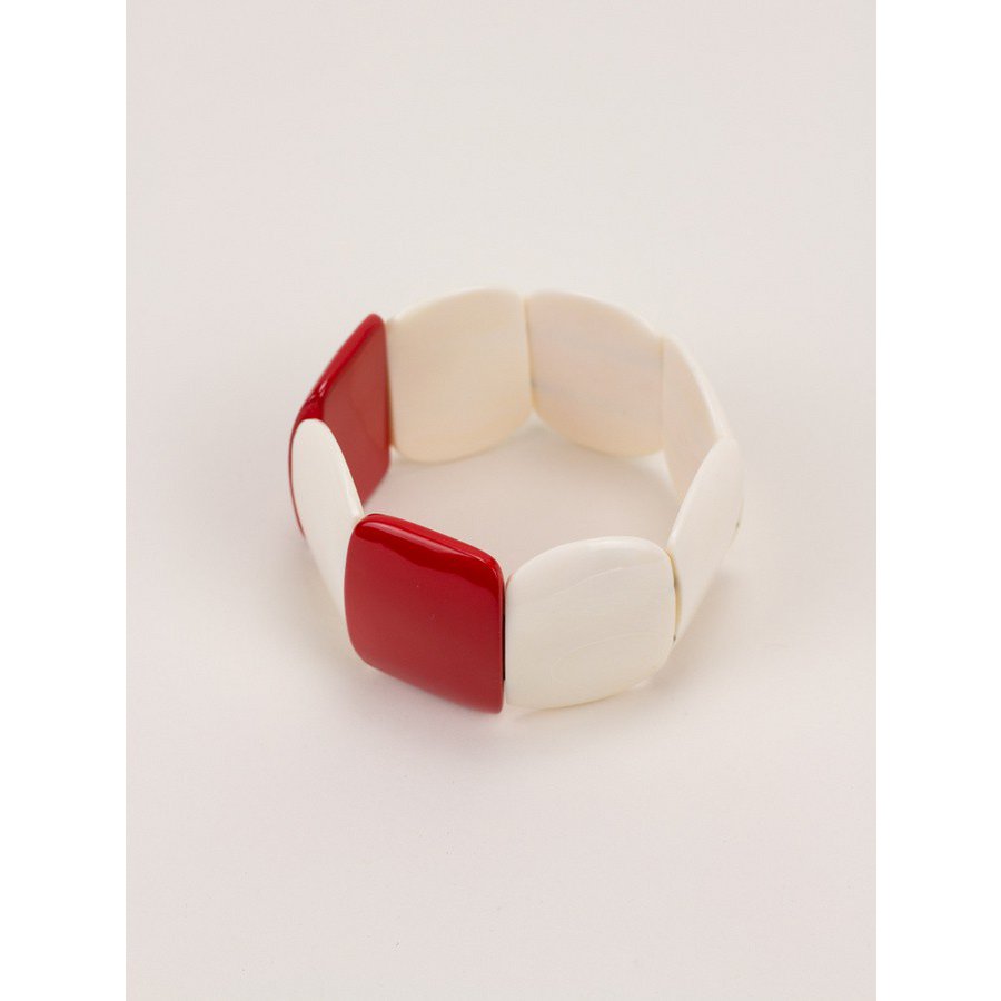 Bracelet 8 pièces en os et laque rouge