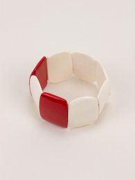 Bracelet 8 pièces en os et laque rouge