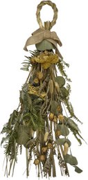 Ciondolo decorazione natalizia rurale - Fiori secchi | 55 cm | Decorazioni natalizie d'atmosfera | Materiali naturali | bianco