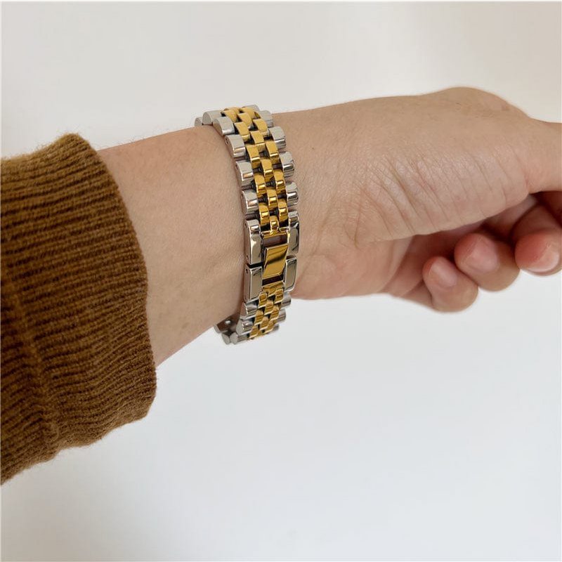 Yura - Woven Gold Silver Watch Chain Bracelet