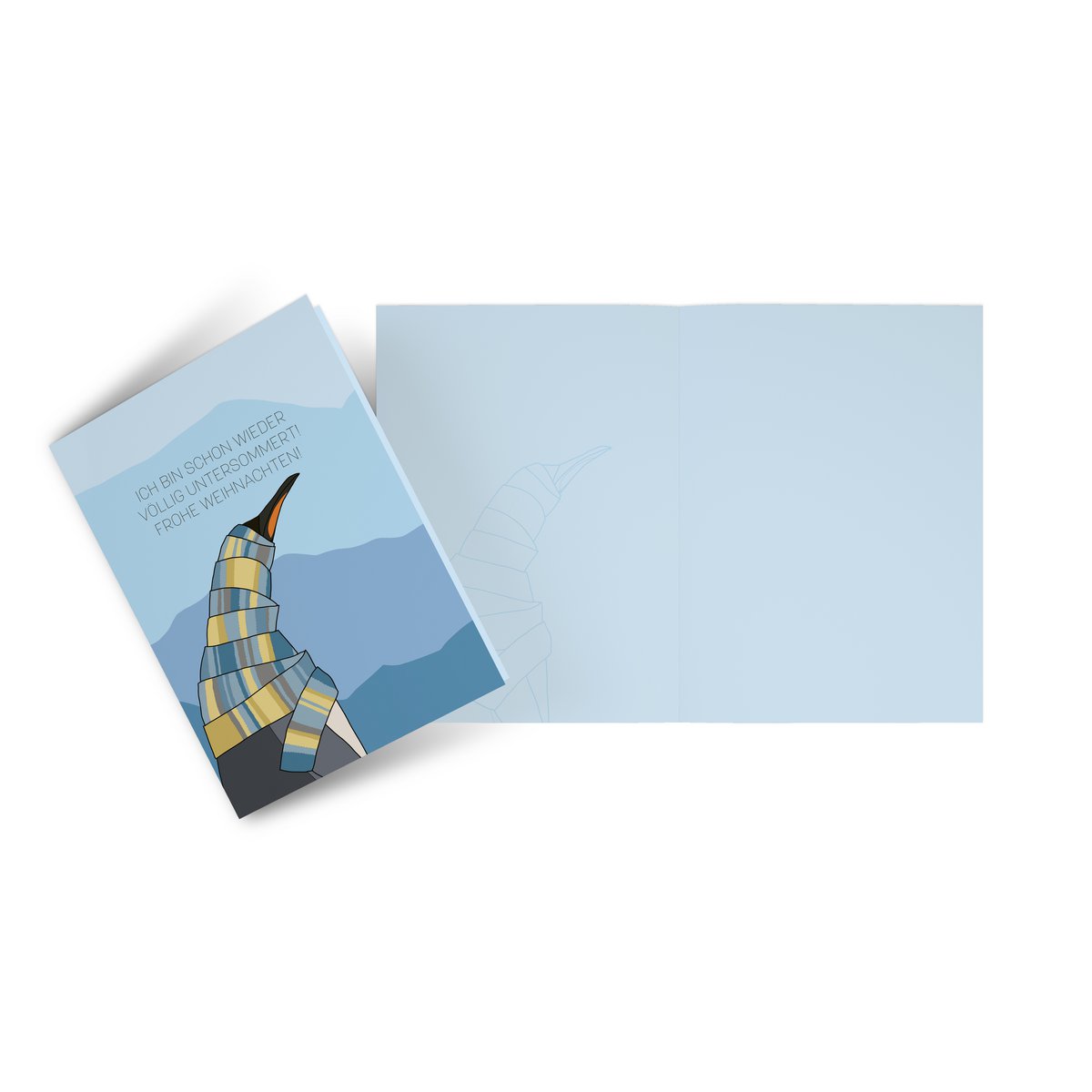 Carte pliante Pingouin sous l'été, carte de Noël