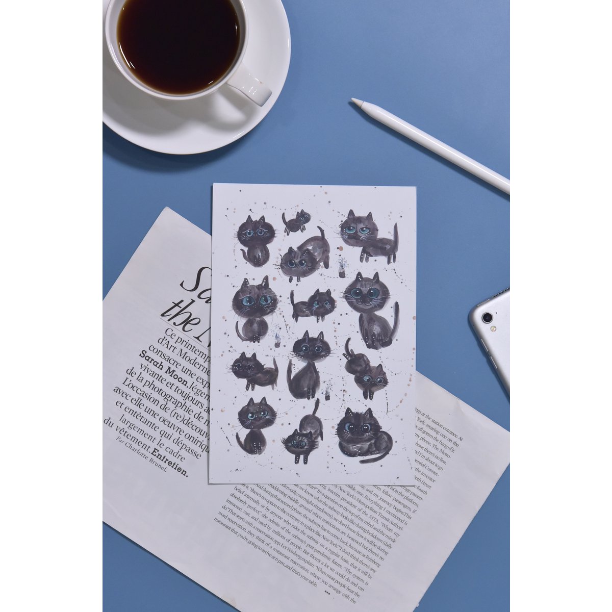Purradise – Printed Cat Watercolor Postcard A5