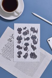 Purradise – Printed Cat Watercolor Postcard A5