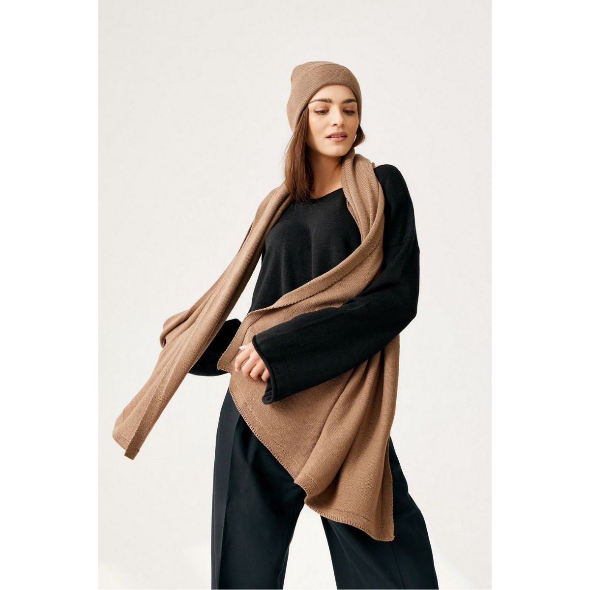Echarpe PENELOPE - 100% laine mérinos - camel