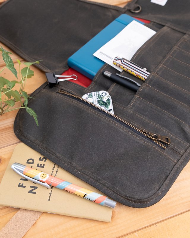 Voksed lærred pen rulle til forfattere, tidsskrift Roll Case, Stationery Shop, Art Store