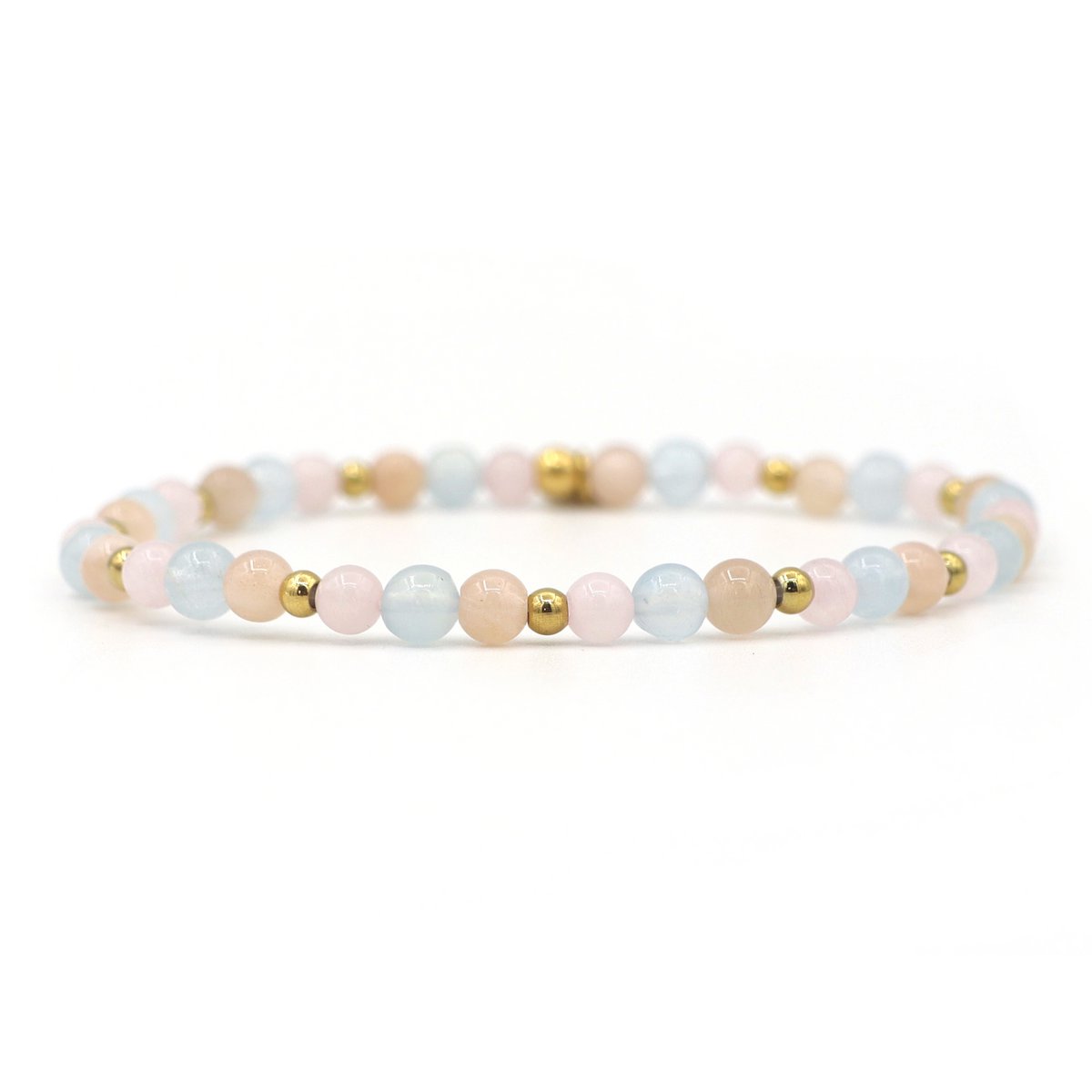 Natuursteen armband fertility, zilver en goud