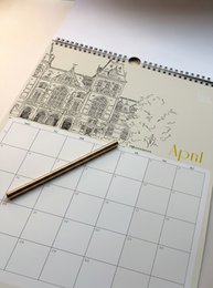 2027 kalendarzowe ikony Amsterdamu - A3 - kalendarz miesięczny, kalendarz ścienny