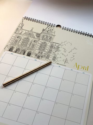 2027 Calendar Amsterdam Icons - A3 - Monthly Calendar, Wall Calendar