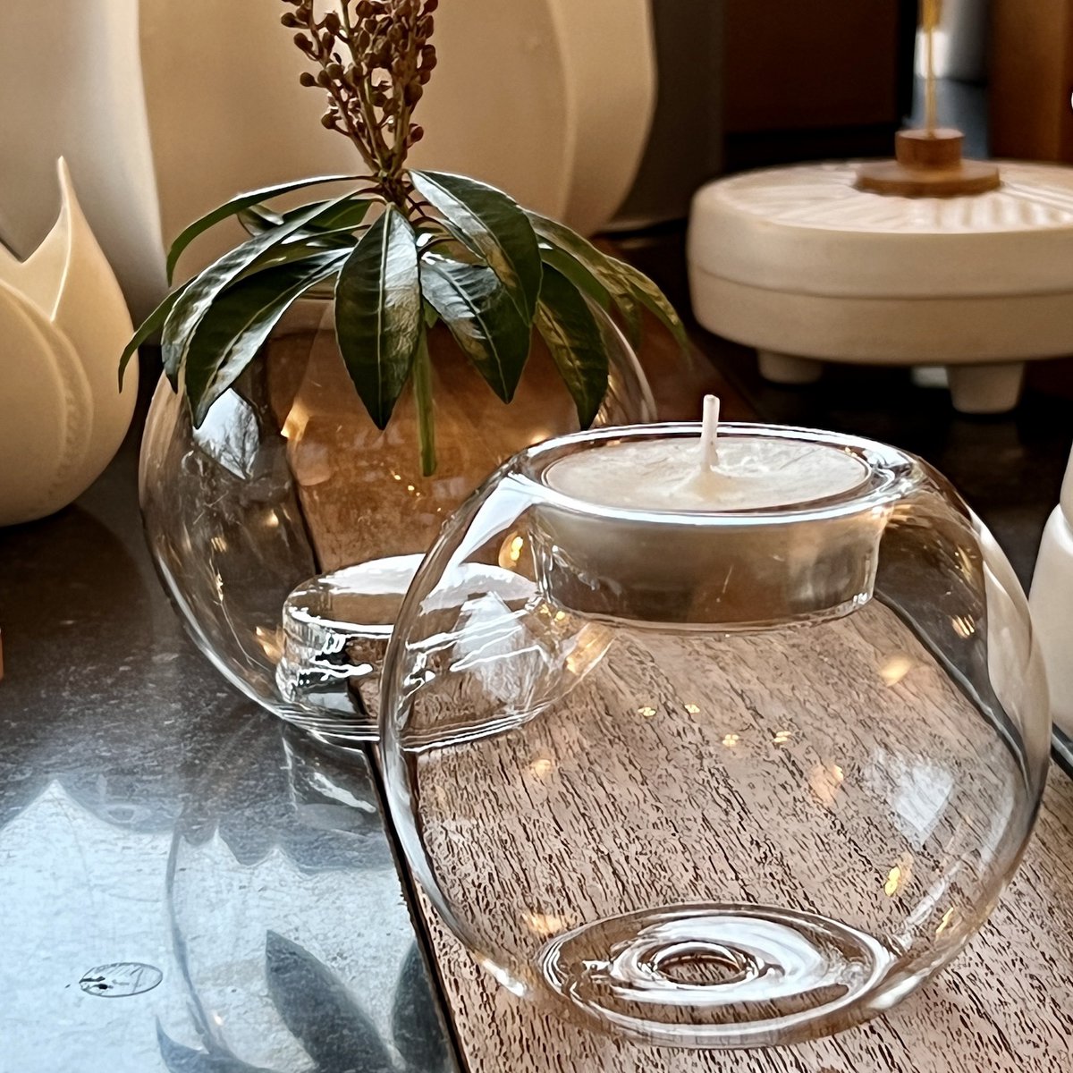Bougeoir et Soliflore - Verre soufflé 8 cm diam