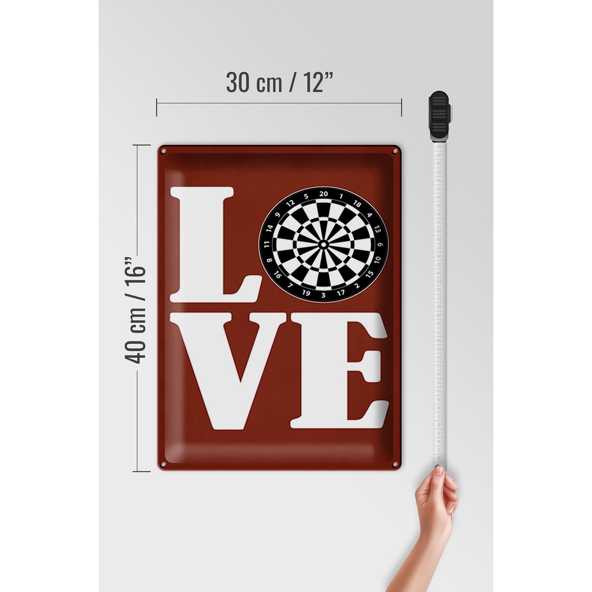 Tin sign saying 30x40cm Love Dart Gift