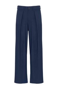 Wollen broek met plooien aan de voorkant in blauw Made in Italy