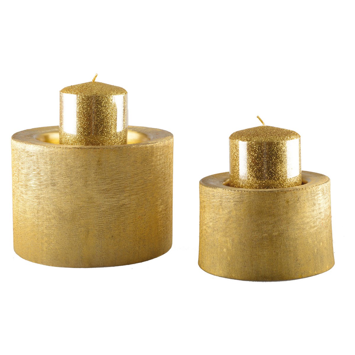 Gold Metal Candle Holder 12,5x12.5x8.5 cm