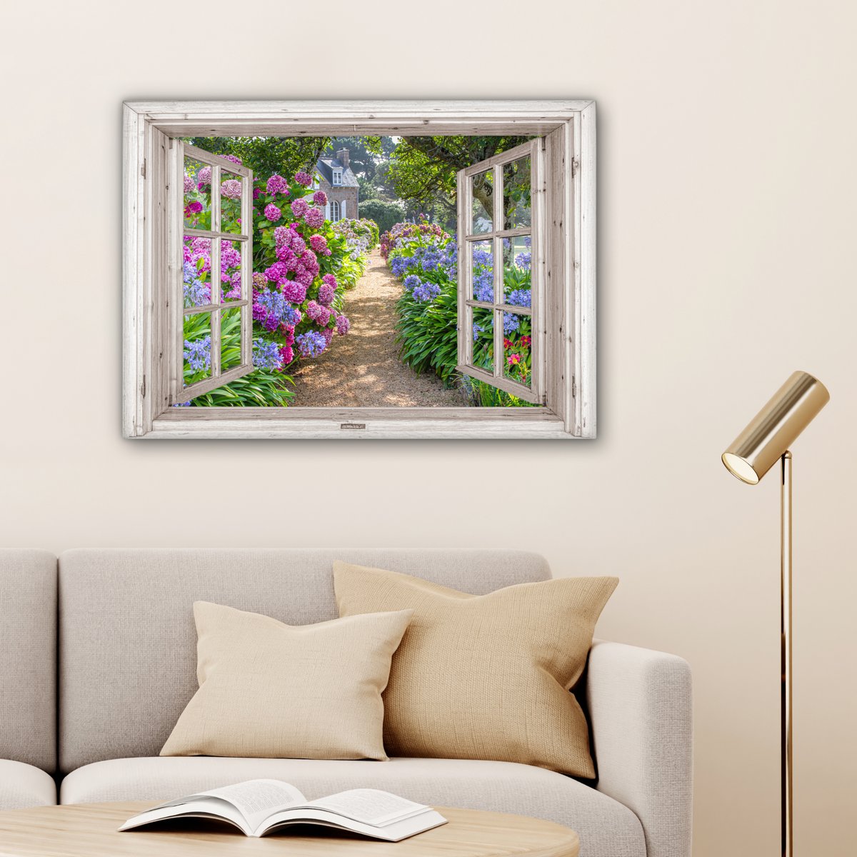 Leinwand Malerei - Wanddekoration - Hortensia - Blick - Blumen - Sommer - Lila - Pad