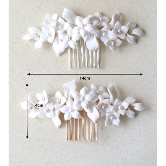 Horquillas nupciales de flores de cerámica hechas a mano