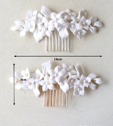 Horquillas nupciales de flores de cerámica hechas a mano