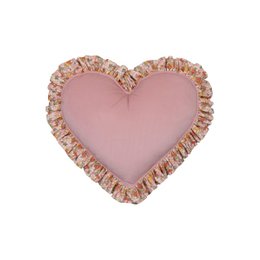 Coussin coeur double face avec volant « jardin vert »