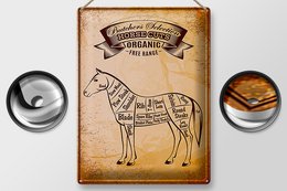 Tin sign butcher shop 30x40cm horse Horse cuts Organic