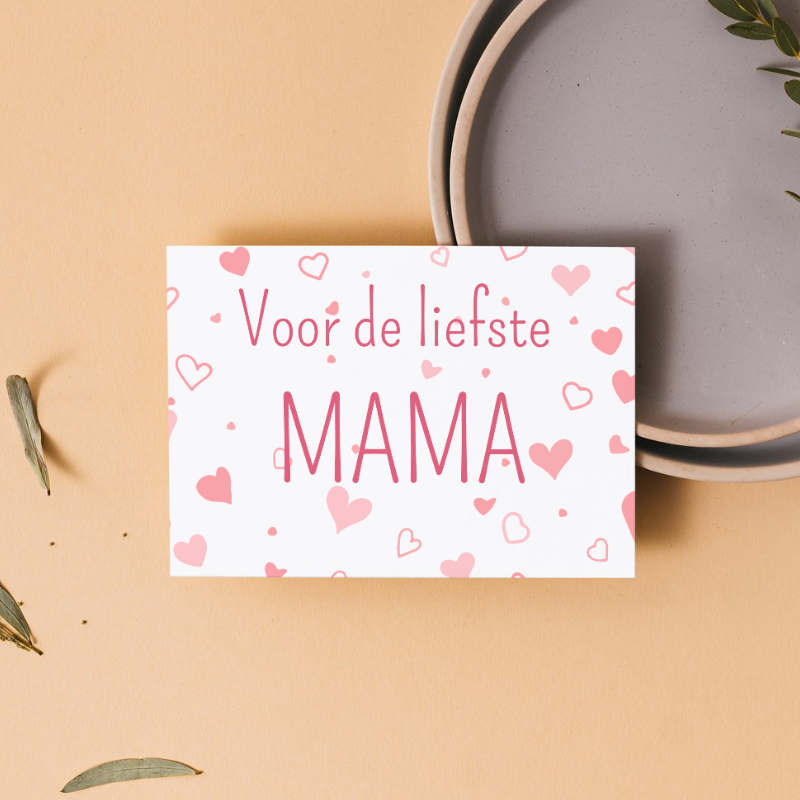 Mother's day card with cute hearts for the sweetest mom