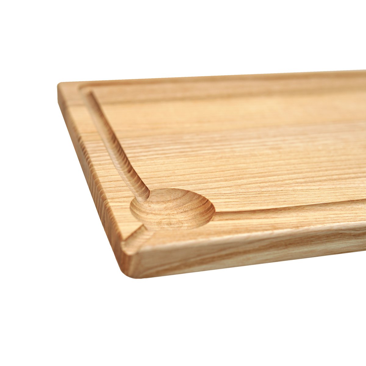Tabla de cortar de madera de fresno con ranura para jugo