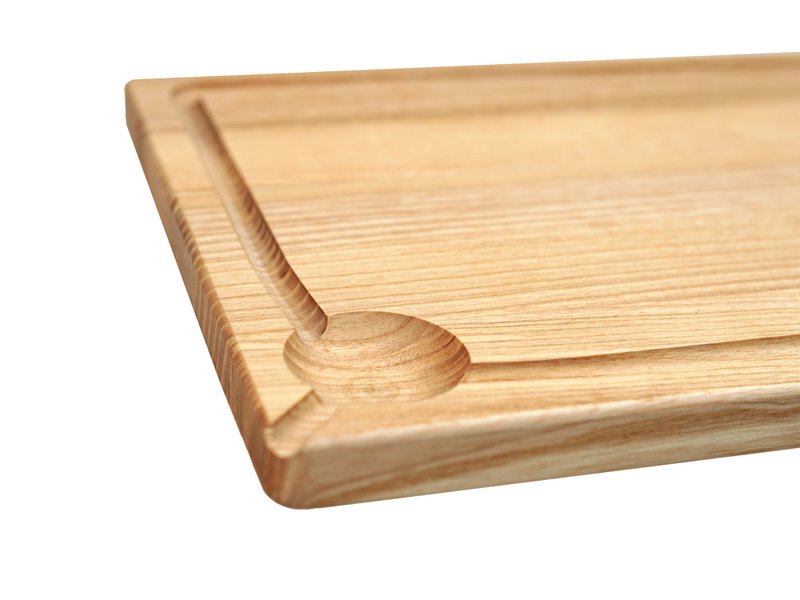 Tabla de cortar de madera de fresno con ranura para jugo