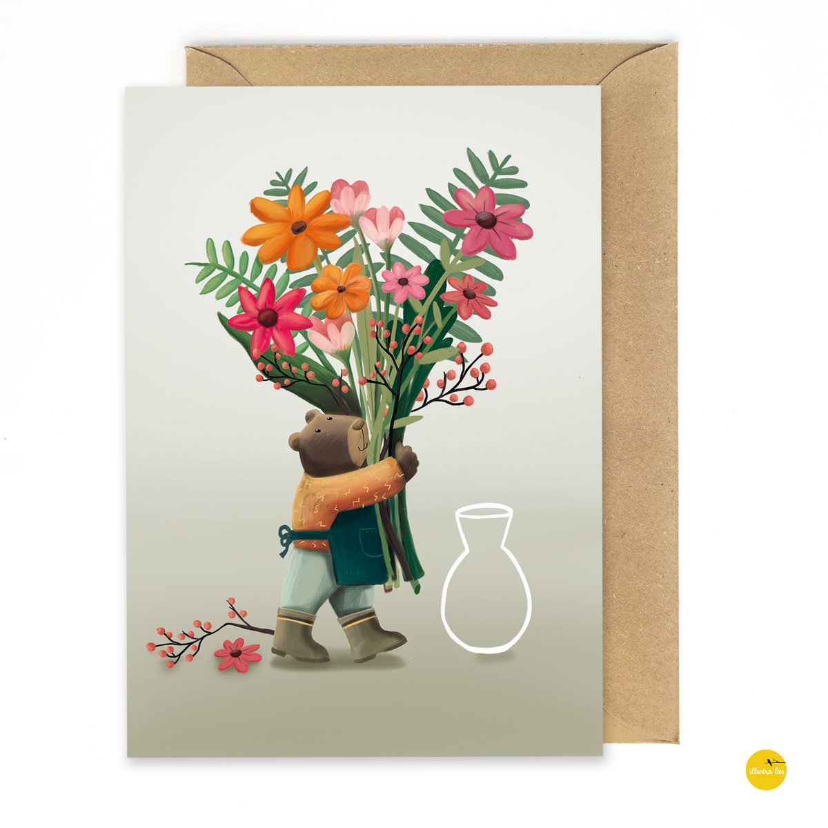 Greeting card Bloemenbeer