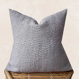 Pillowcase 50 x 50 cm | Aria - Cushion Cover with a textured, wavy pattern in a light gray color.