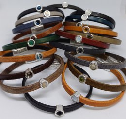 Shorty læderarmbånd antik sølvbelagt