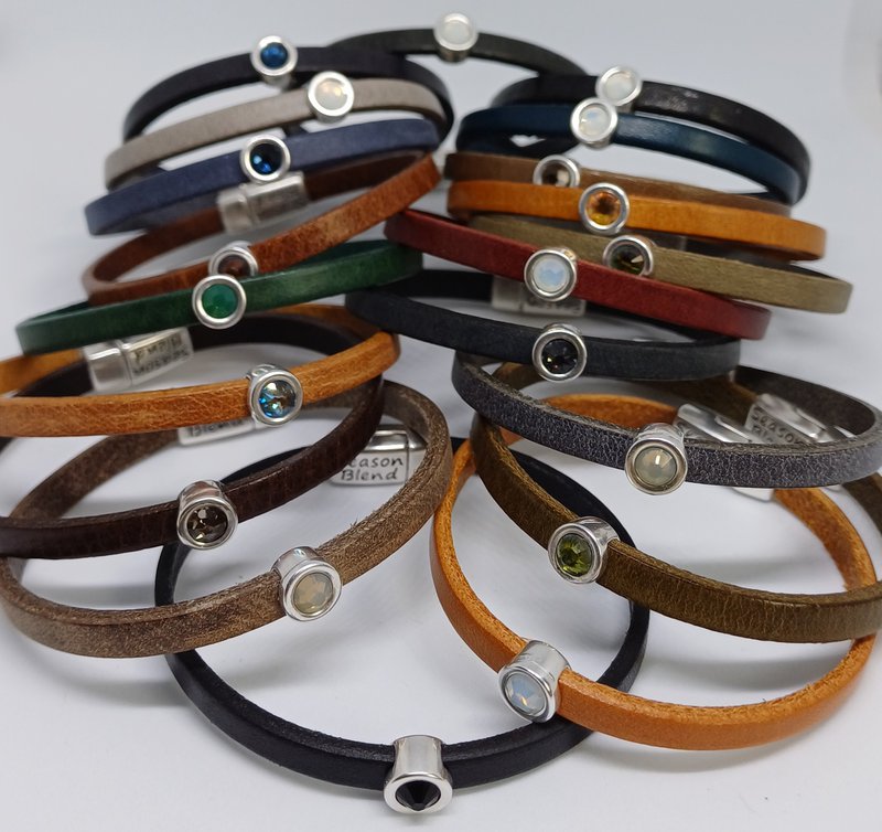 Shorty læderarmbånd antik sølvbelagt