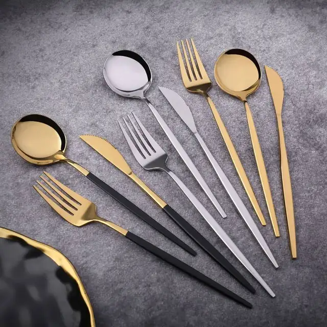 4er-Besteckset - Dünner Griff - Matte Oberfläche - 5 Farben erhältlich