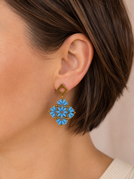 Ohrringe im Duo Blau und Orange