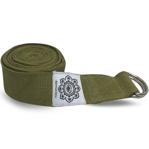 Olivgrüner Baumwoll-Yoga 8 Fuß Gurt mit umwickeltem 1,5'' D-Ring