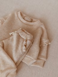 Pantaloni sportivi / volant da ragazza - Crema