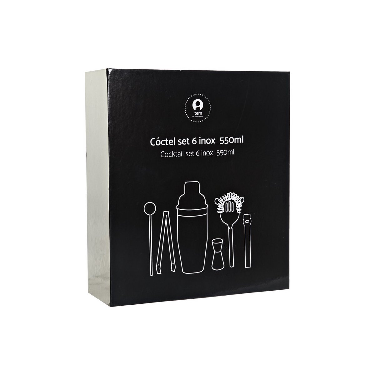 COCKTAIL SET 6 INOX 8X8X21 550ML NOIR RC185258