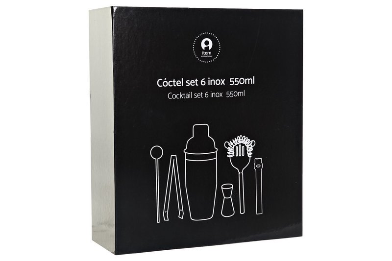 COCKTAIL SÆT 6 RUSTFRI STÅL 8X8X21 550ML SORT RC185258