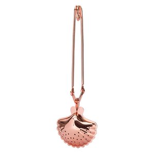 Tea tongs, tea filter, tea infuser "Shell" rose gold