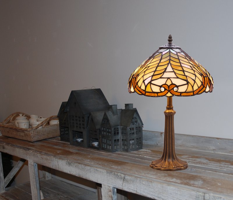 Rubber base table lamp with Tiffany lampshade diameter 30 cm Dalí Series LG238600P