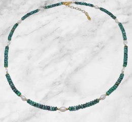 Ketting edelsteen rondel met zoetwaterparels