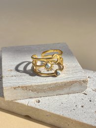 Mond, Stern und Sonnenring mit Stein