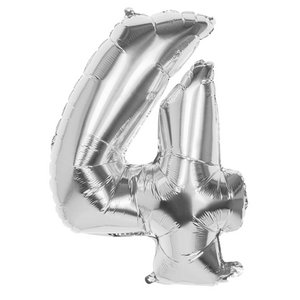Foil balloon number '4' silver 86cm