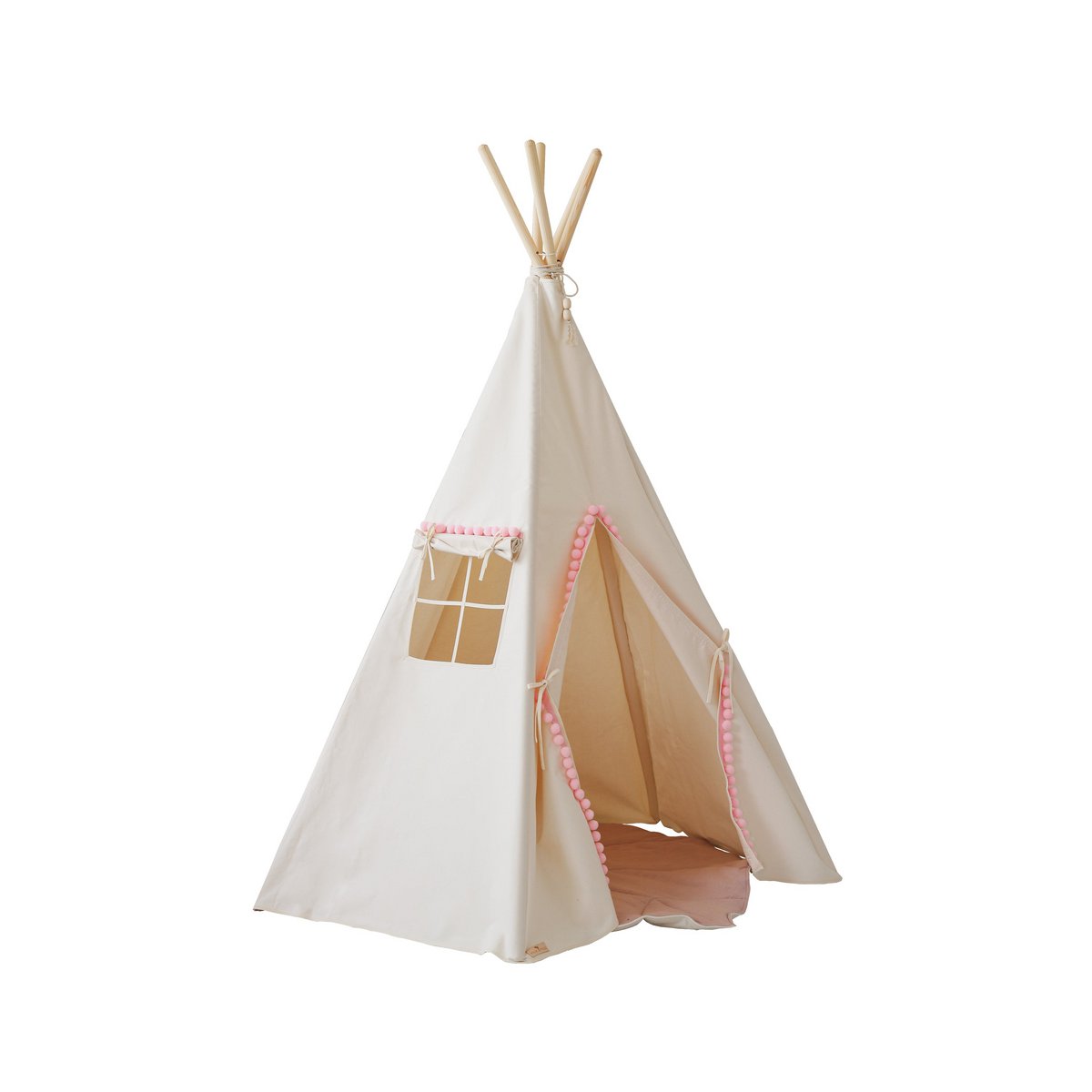 Teepee "Fluffy Pompoms" con pompon e set tappetino