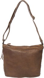 Damer skuldertaske - lysebrunt vintage læder, skuldertaske eller crossbody taske