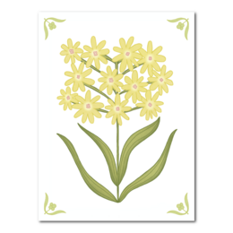 Cool flise med gule blomster og grønne detaljer