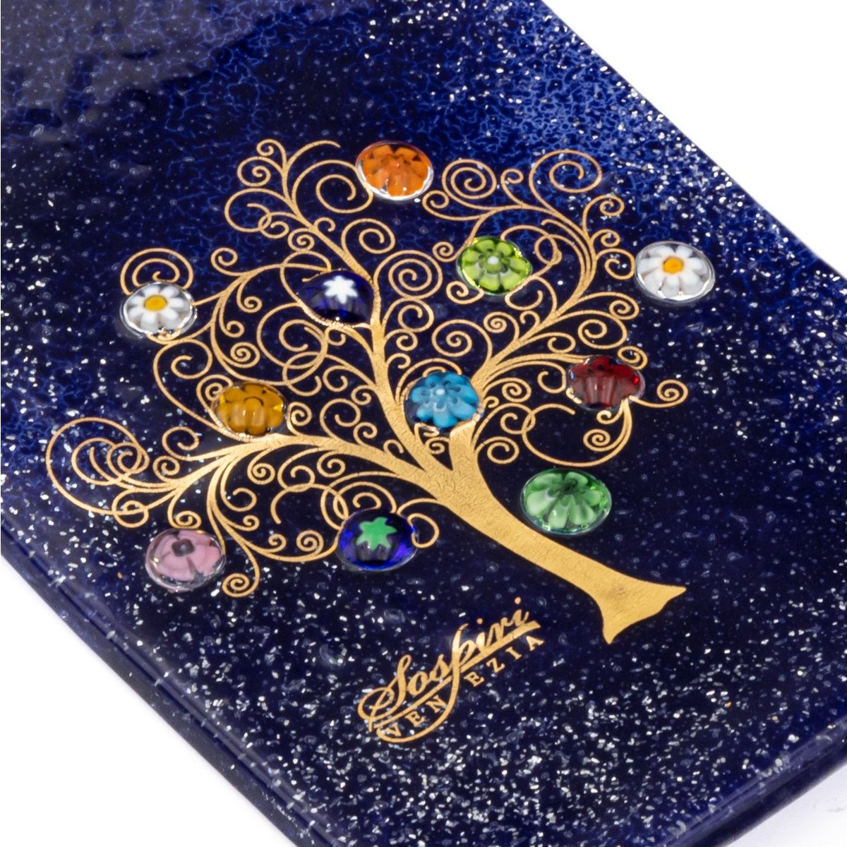 Havered rechthoekige muurwacht, in Murano Glass, Gift Idea, Gunsten, Golden Decoration Tree of Life