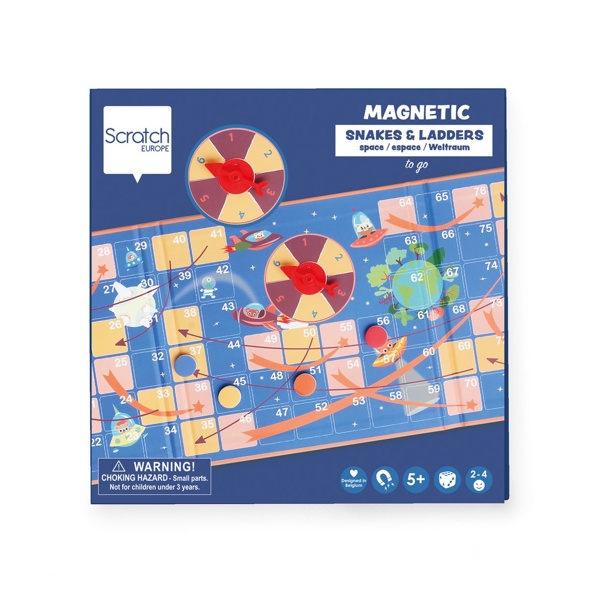 Jeu de société magnétique à emporter - Serpents et échelles - Espace