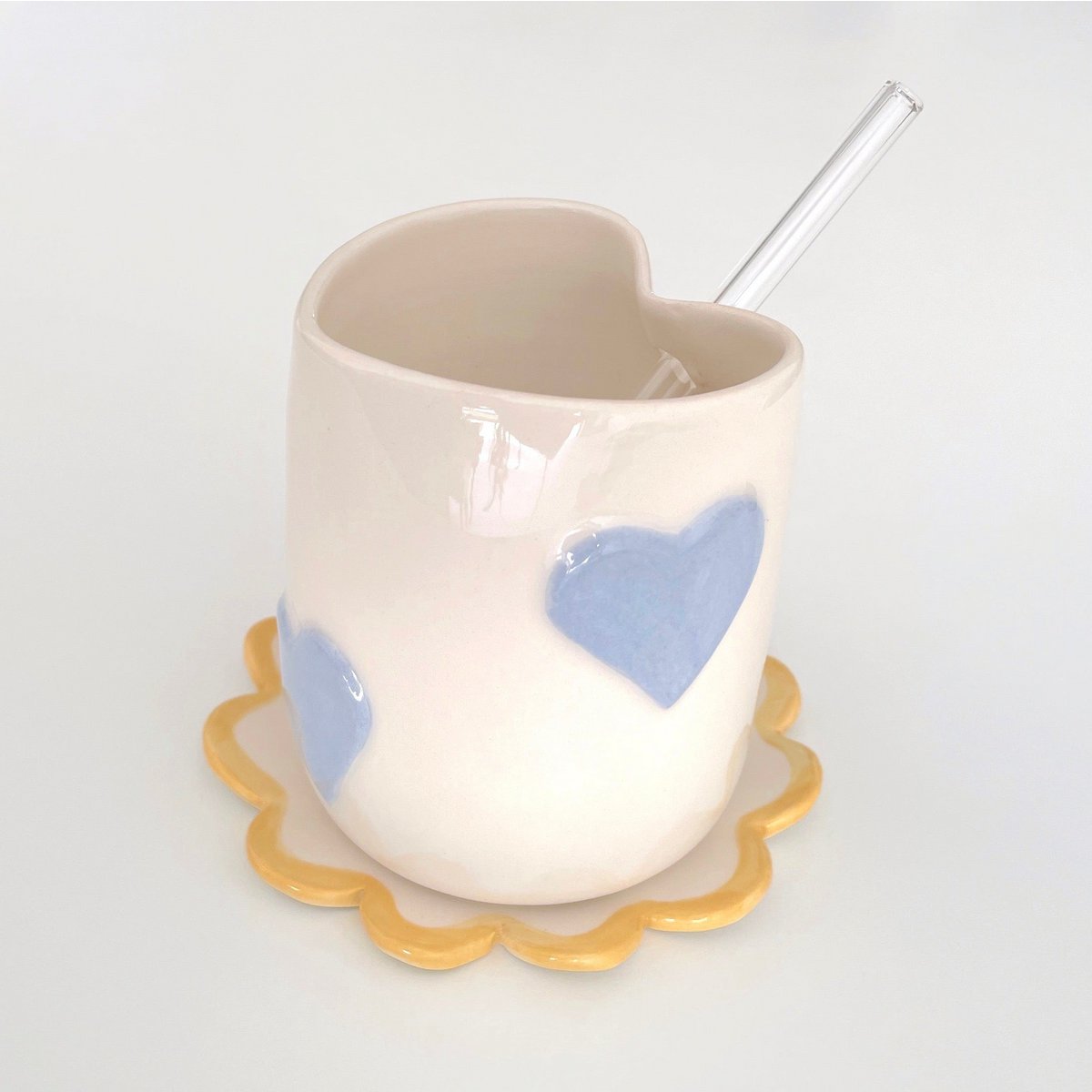 Heart Ceramic Cup Handmade Matcha & Iced Coffee Cup